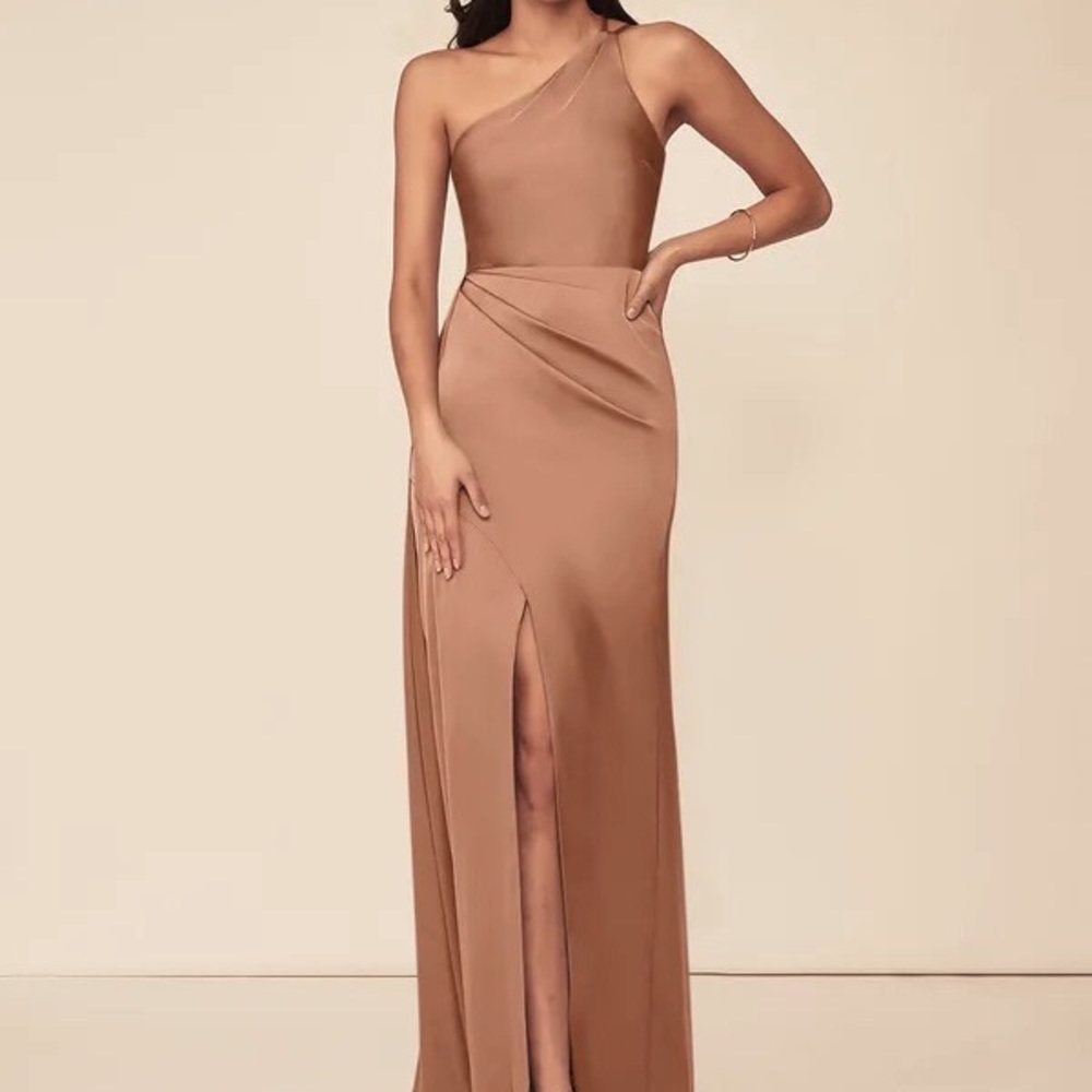Azazie Maron Stretch Satin Dress